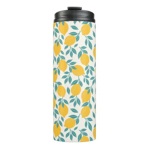 Sweet Lemon Branches Pattern Thermal Tumbler