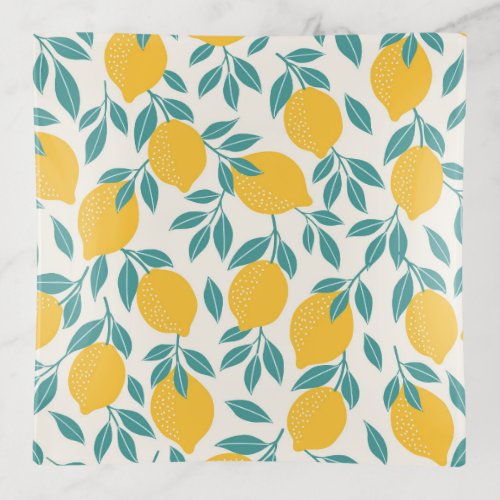 Sweet Lemon Branches Pattern Trinket Tray