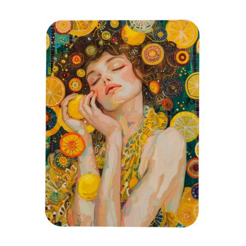 Sweet Lemon Dreams Klimt Style AI Magnet