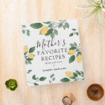 Sweet Lemon & Greenery Mother's Recipe Cookbook 3 Ring Binder<br><div class="desc">We all know mom's are the best cooks! Her homemade meals are always made with love and often her recipes have been passed down from generation to generation. This sweet cookbook ring binder allows your mom, grandmother, sister, friend etc to organise their forever growing receipes. Designed with a rustic white...</div>