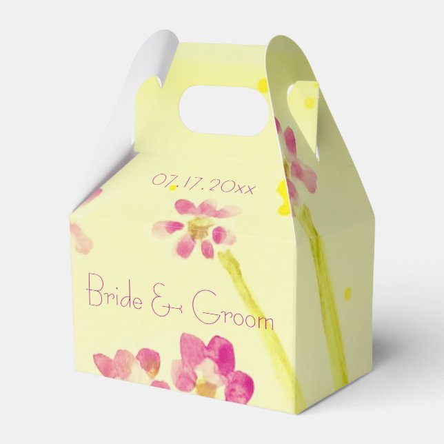 Sweet Lemon Lime and Pink Floral Favor Boxes (Front Side)