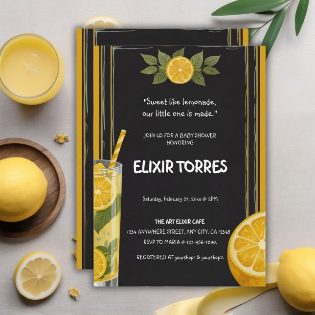 Sweet Lemonade Chalkboard Stand Baby Shower Invitation (Creator Uploaded)