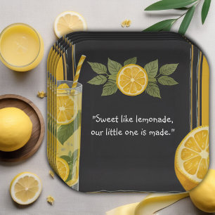 Sweet Lemonade Chalkboard Stand Baby Shower Paper Plates