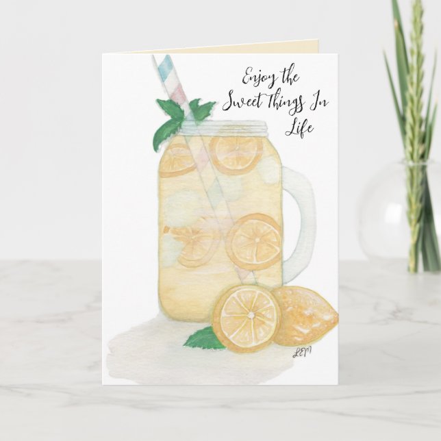 Sweet Lemonade Letterpress Thank You Card (Front)