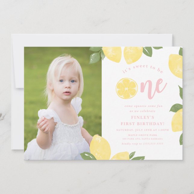 Sweet Lemons 1st Birthday Invitation (Front)