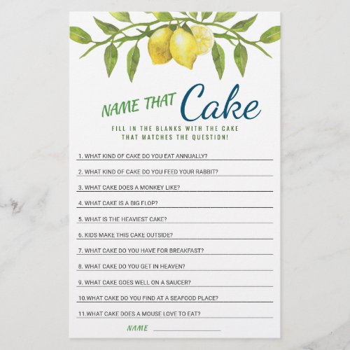 Sweet Lemons  Greenery Chic Bridal Shower Game