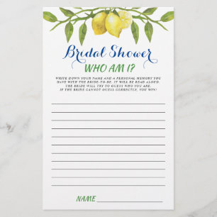Sweet Lemons & Greenery Chic Bridal Shower Game
