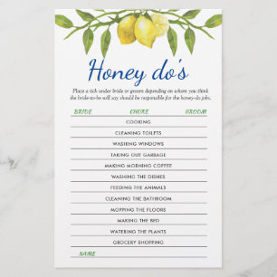 Sweet Lemons & Greenery Chic Bridal Shower Game