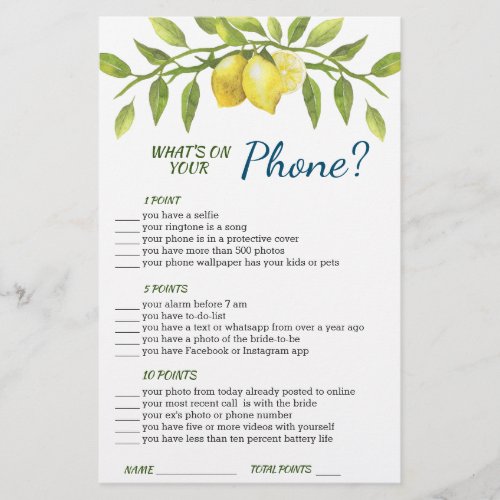 Sweet Lemons  Greenery Chic Bridal Shower Game