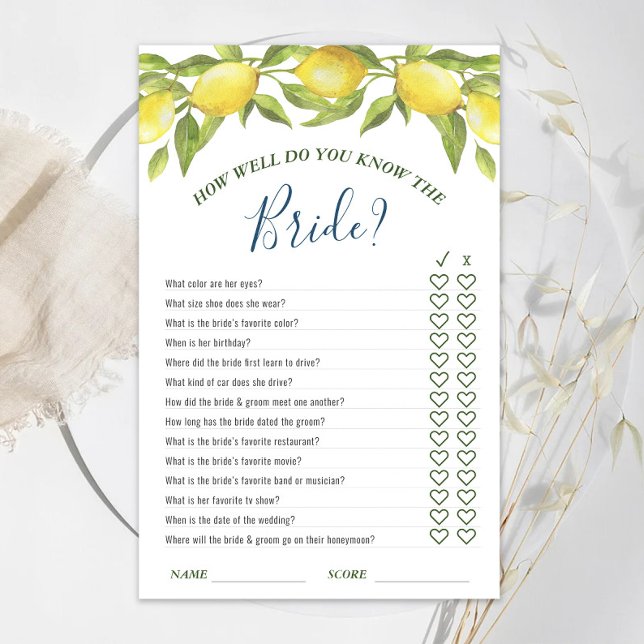 Sweet Lemons & Greenery Chic Bridal Shower Game (Creator Uploaded)