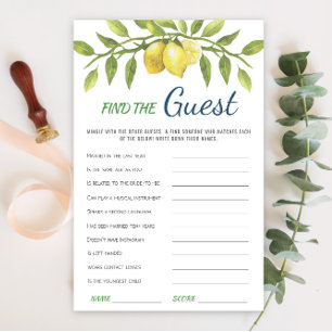 Sweet Lemons & Greenery Chic  Bridal Shower Game