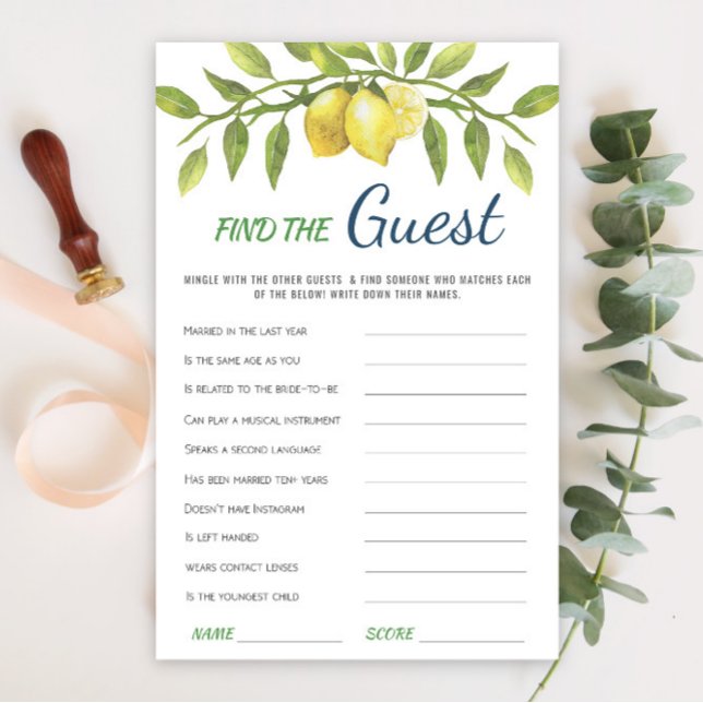Sweet Lemons & Greenery Chic  Bridal Shower Game (Creator Uploaded)
