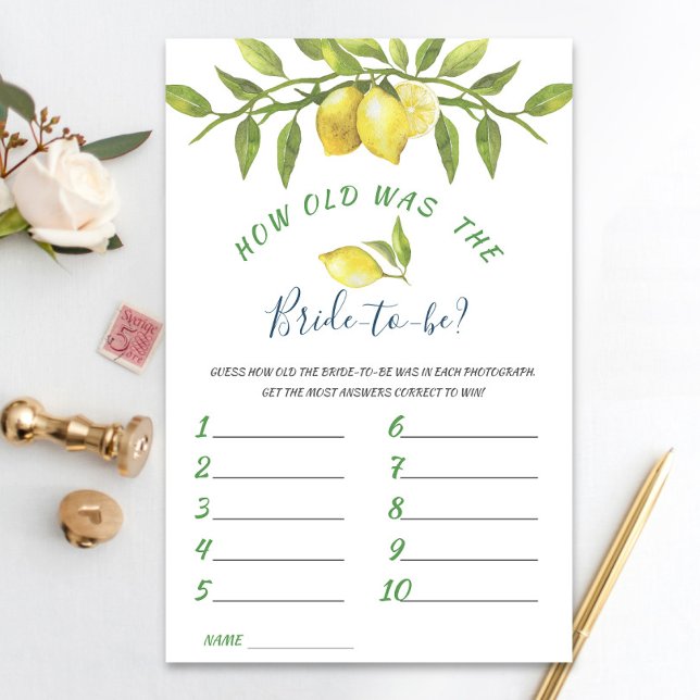 Sweet Lemons & Greenery Chic Bridal Shower Game (Creator Uploaded)