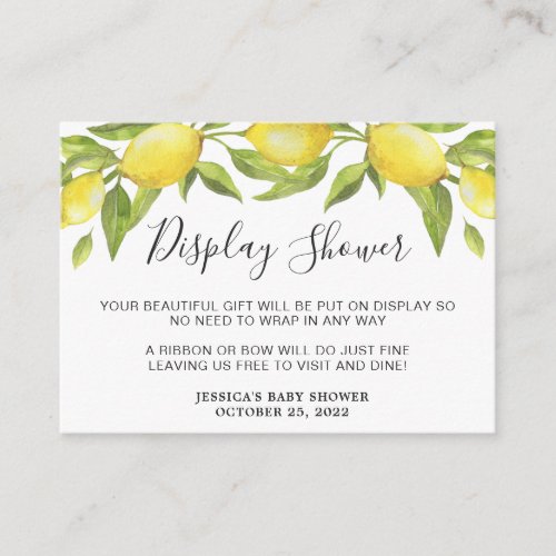Sweet Lemons  Greenery Display Shower Card