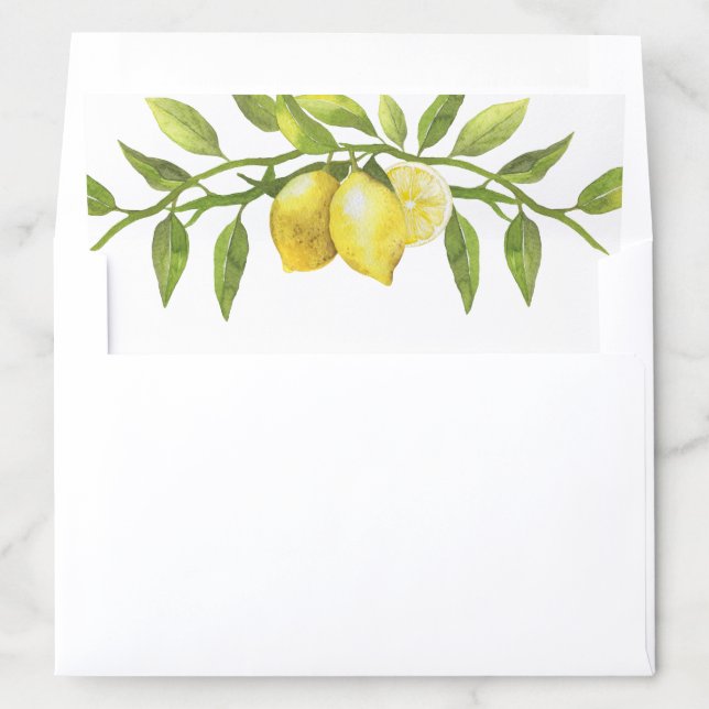 Sweet Lemons Greenery Watercolor Envelope Liner (In Envelope)