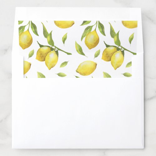 Sweet Lemons Greenery Watercolor Envelope Liner