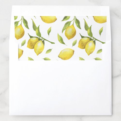 Sweet Lemons Greenery Watercolor Envelope Liner