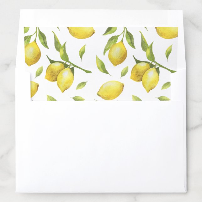 Sweet Lemons Greenery Watercolor Envelope Liner (In Envelope)