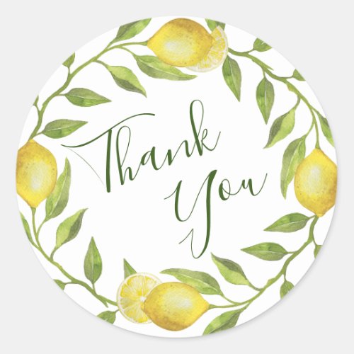 Sweet Lemons   Greenery Watercolor Wedding Classic Round Sticker