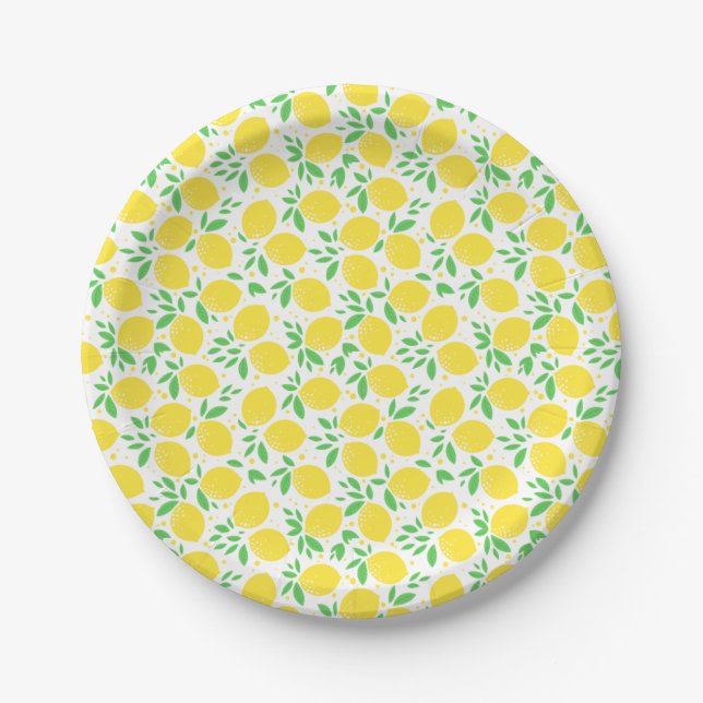 Sweet Lemons Leaf Pattern Paper Plates (Front)
