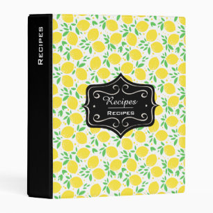 Sweet Lemons Leaf Pattern Personalised Recipes Mini Binder