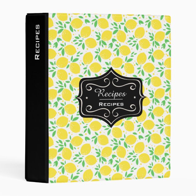 Sweet Lemons Leaf Pattern Personalised Recipes Mini Binder (Front/Spine)