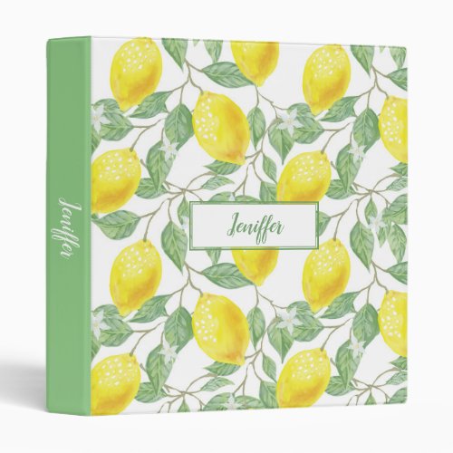 Sweet lemons yellow summer                      3 ring binder