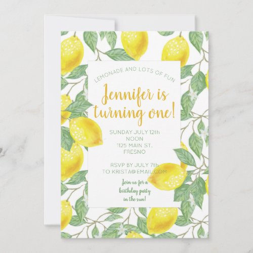 Sweet lemons yellow summer                      invitation