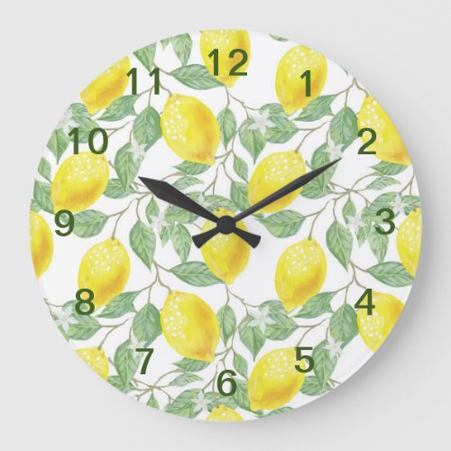 Sweet lemons yellow summer                        large clock