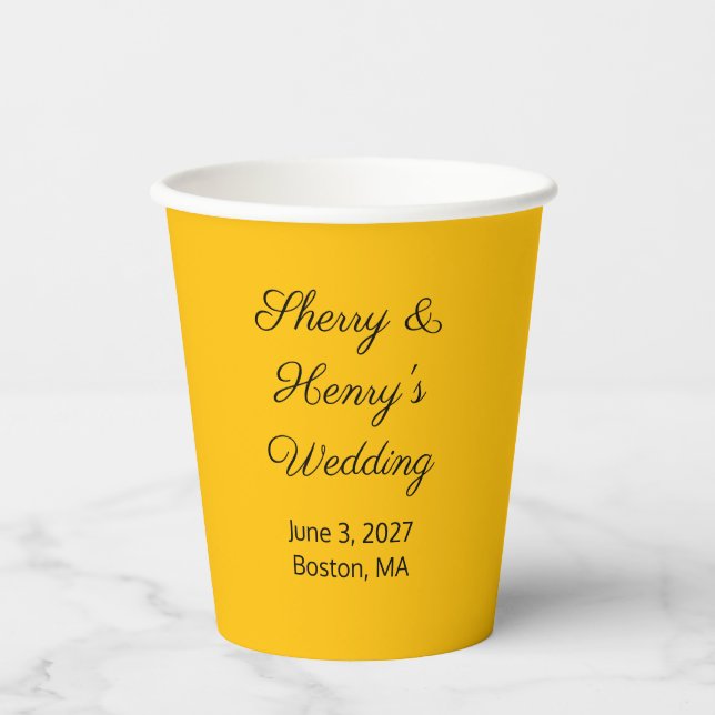 Sweet Letters Gold-colored:  Wedding Paper Cups (Front)