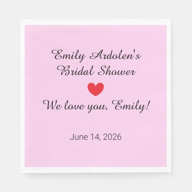 Sweet Letters:  Pink Bridal Shower Napkins (Front)