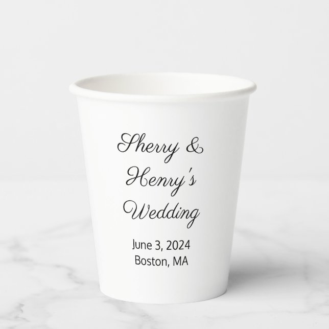 Sweet Letters White Wedding Paper Cups (Front)