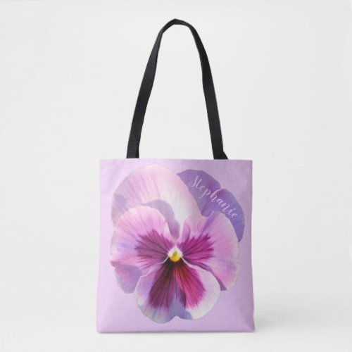 Sweet Light Purple Pansy Personalized Tote Bag