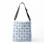SWEET LIKE CHERRIES Retro Vintage Pattern on blue Crossbody Bag