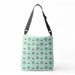 SWEET LIKE CHERRIES Retro Vintage Pattern on green Crossbody Bag
