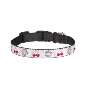 SWEET LIKE CHERRIES Retro Vintage Pattern on white Pet Collar