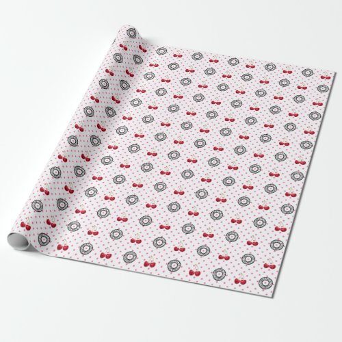 SWEET LIKE CHERRIES Retro Vintage Pattern Wrapping Paper