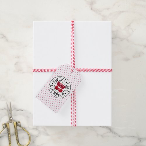 SWEET LIKE CHERRIES Retro Vintage Stamp on white Gift Tags