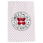 SWEET LIKE CHERRIES Retro Vintage Stamp on white Medium Gift Bag