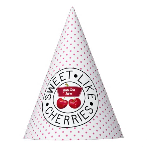 SWEET LIKE CHERRIES Retro Vintage Stamp on white Party Hat