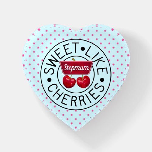 SWEET LIKE CHERRIES STEPMUM Retro Vintage Stamp bl Paperweight