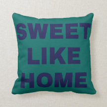 Sweet like home green and dark blue pillow design