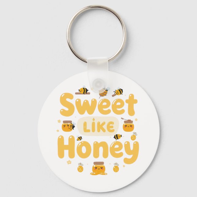 "Sweet Like Honey" Kawaii Pun Keychain (Front)
