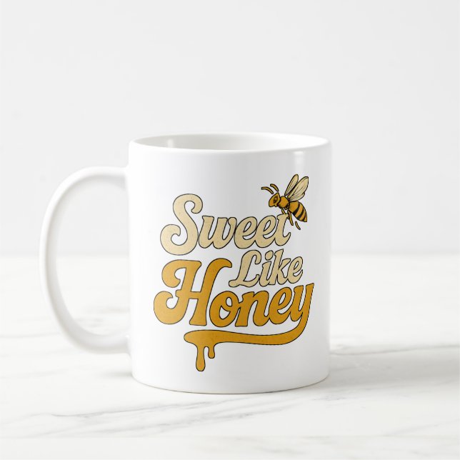 Sweet Like Honey Retro Typography Coffee Mug (Left)