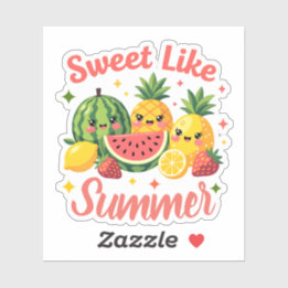Sweet Like Summer Kawaii Fruit Friends Sticker