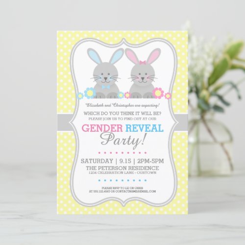 Sweet Lil Bunnies Gender Reveal Invitation