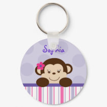 Sweet Lil Girl Monkey Personalized Key Chain
