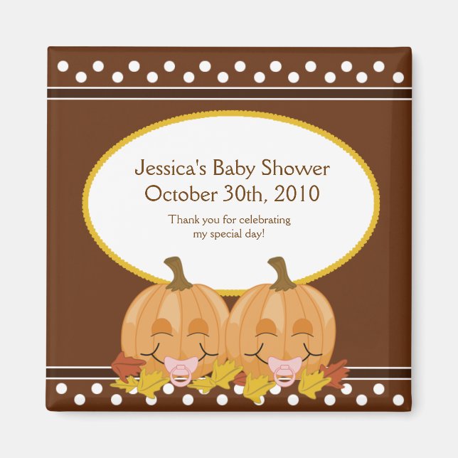 Sweet Lil Pumpkins Baby Shower Magnet Favor (Front)