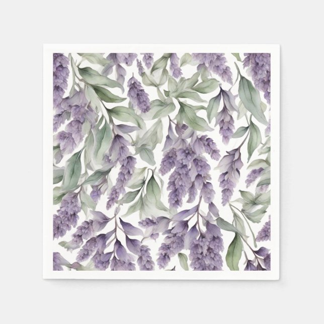 Sweet lilac and sage watercolor napkins (Front)