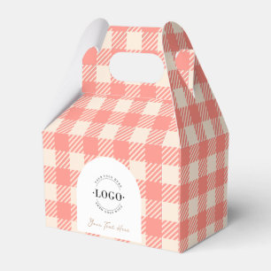 Sweet lilac pink gingham plaid wedding favor box